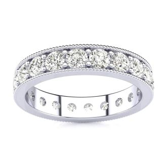 1 Carat Round Diamond Milgrain Eternity Ring In 14 Karat White Gold, Ring Size 7