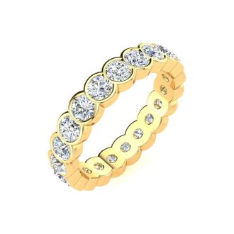 1.60 Carat Round Diamond Bezel Set Eternity Ring In 14 Karat Yellow Gold, Ring Size 9.5