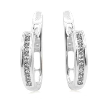 Diamond Drop Earrings: 1/4ct Flip-Back Huggy Diamond Earrings in 10k White Gold