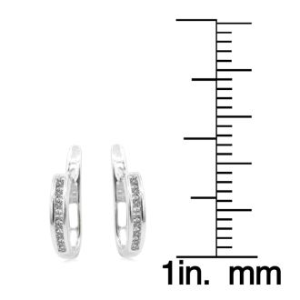 Diamond Drop Earrings: 1/4ct Flip-Back Huggy Diamond Earrings in 10k White Gold