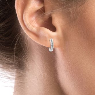 Diamond Drop Earrings: 1/4ct Flip-Back Huggy Diamond Earrings in 10k White Gold
