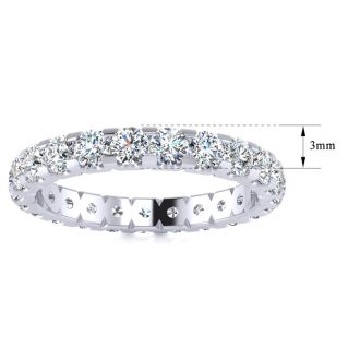 2 Carat Round Moissanite Eternity Ring In 14 Karat White Gold, Ring Size 6
