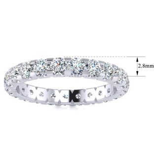 2 Carat Round Moissanite Eternity Ring In 14 Karat White Gold, Ring Size 9