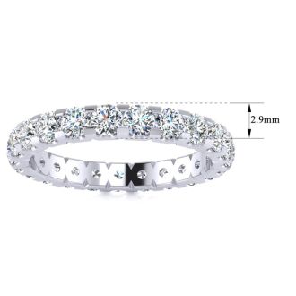 2 Carat Round Moissanite Eternity Ring In Platinum, Ring Size 7