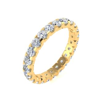 2 Carat Round Diamond Eternity Ring In 14 Karat Yellow Gold, Ring Size 8.5