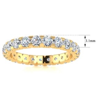2 Carat Round Diamond Eternity Ring In 14 Karat Yellow Gold, Ring Size 5