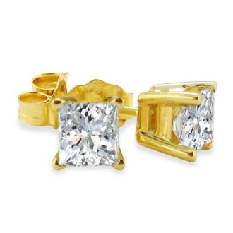 Closeout! 3/4ct Princess Diamond Stud Earrings In 14k Yellow Gold