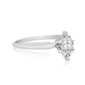 Cheap Engagement Rings, 1/2 Carat Marquise Diamond Solitaire Ring in 14K White Gold
