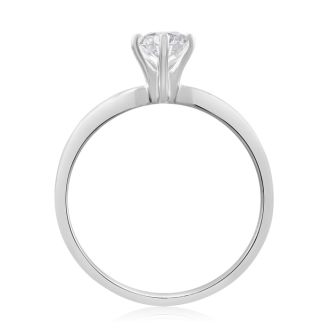 Cheap Engagement Rings, 1/2 Carat Marquise Diamond Solitaire Ring in 14K White Gold
