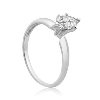 Cheap Engagement Rings, 1/2 Carat Marquise Diamond Solitaire Ring in 14K White Gold