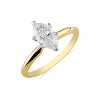 Cheap Engagement Rings, 1/2 Carat Marquise Diamond Solitaire Ring In 14K Yellow Gold