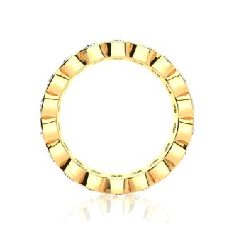 2 1/5 Carat Round Diamond Bezel Set Eternity Ring In 14 Karat Yellow Gold, Ring Size 9