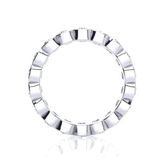 2 Carat Round Diamond Bezel Set Eternity Ring In 14 Karat White Gold, Ring Size 7