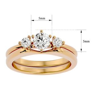 1/2 Carat Moissanite Solitaire Ring With 1/5 Carat Enhancer In 14 Karat Yellow Gold
