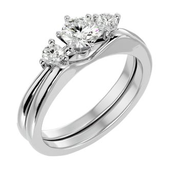 1/2 Carat Diamond Solitaire Ring With 1/5 Carat Enhancer In 14 Karat White Gold