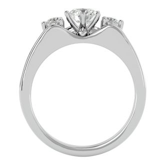 1/2 Carat Diamond Solitaire Ring With 1/5 Carat Enhancer In 14 Karat White Gold