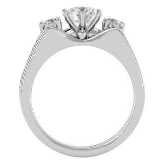 3/4 Carat Moissanite Solitaire Ring With 1/5 Carat Enhancer In 14 Karat White Gold