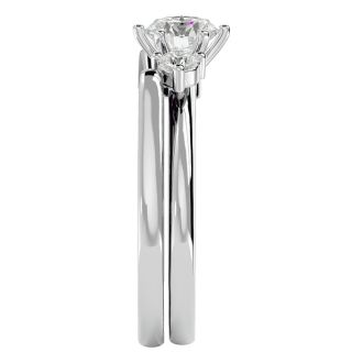 3/4 Carat Moissanite Solitaire Ring With 1/5 Carat Enhancer In 14 Karat White Gold