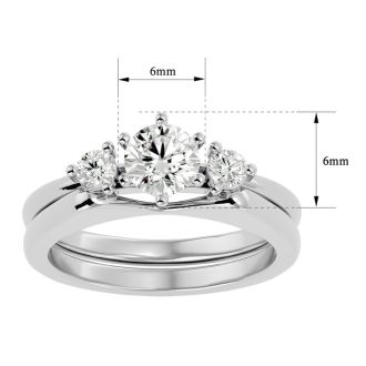 3/4 Carat Moissanite Solitaire Ring With 1/5 Carat Enhancer In 14 Karat White Gold