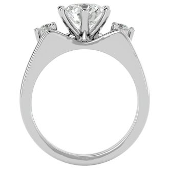 1 1/2 Carat Moissanite Solitaire Ring With 1/5 Carat Enhancer In 14 Karat White Gold