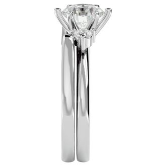 1 1/2 Carat Moissanite Solitaire Ring With 1/5 Carat Enhancer In 14 Karat White Gold