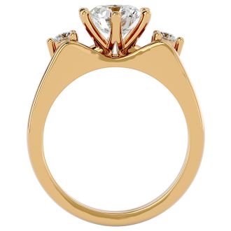 1 1/2 Carat Moissanite Solitaire Ring With 1/5 Carat Enhancer In 14 Karat Yellow Gold