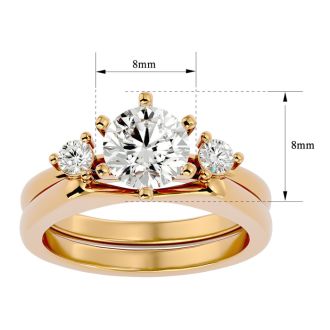 1 1/2 Carat Moissanite Solitaire Ring With 1/5 Carat Enhancer In 14 Karat Yellow Gold