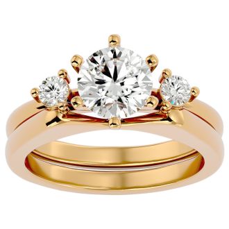 1 1/2 Carat Diamond Solitaire Ring With 1/5 Carat Enhancer In 14 Karat Yellow Gold