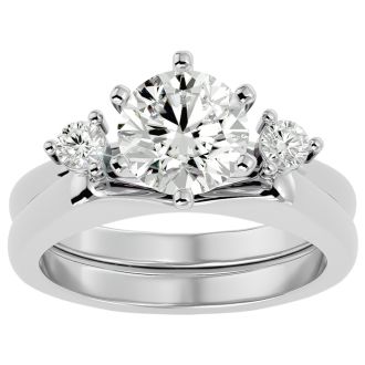 2 Carat Moissanite Solitaire Ring With 1/5 Carat Enhancer In 14 Karat White Gold