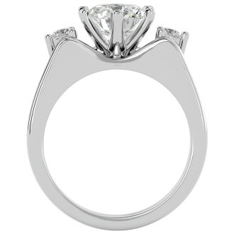 2 Carat Moissanite Solitaire Ring With 1/5 Carat Enhancer In 14 Karat White Gold