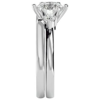 2 Carat Moissanite Solitaire Ring With 1/5 Carat Enhancer In 14 Karat White Gold