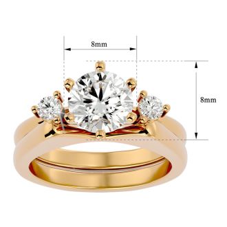 2 Carat Moissanite Solitaire Ring With 1/5 Carat Enhancer In 14 Karat Yellow Gold