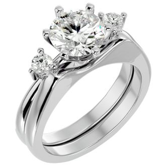 2 Carat Diamond Solitaire Ring With 1/5 Carat Enhancer In 14 Karat White Gold