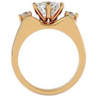 2 Carat Diamond Solitaire Ring With 1/5 Carat Enhancer In 14 Karat Yellow Gold