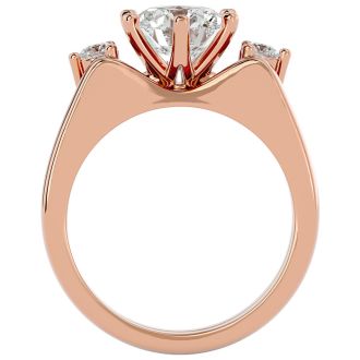 2 Carat Diamond Solitaire Ring With 1/5 Carat Enhancer In 14 Karat Rose Gold