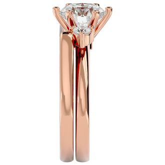 2 Carat Diamond Solitaire Ring With 1/5 Carat Enhancer In 14 Karat Rose Gold