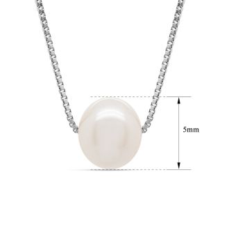Freshwater Cultured Floating Pearl Necklace In Sterling Silver, 17 Inches. Very High Quality Fine Jewelry Necklace!