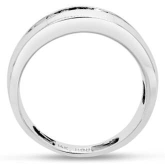 Estate Jewelry 1/8 Carat Channel Set Diamond Band Ring In 14 Karat White Gold, Size 7