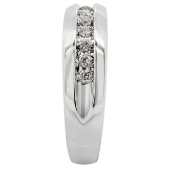 Estate Jewelry 1/8 Carat Channel Set Diamond Band Ring In 14 Karat White Gold, Size 7