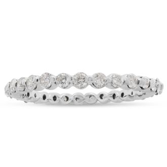Estate Jewelry 3/4 Carat Diamond Common Prong Eternity Ring In 14 Karat White Gold, Size 7