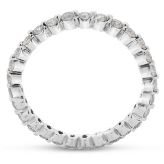 Estate Jewelry 3/4 Carat Diamond Common Prong Eternity Ring In 14 Karat White Gold, Size 7