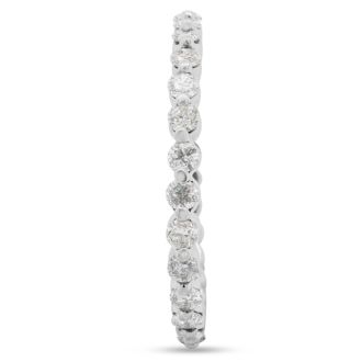 Estate Jewelry 3/4 Carat Diamond Common Prong Eternity Ring In 14 Karat White Gold, Size 7