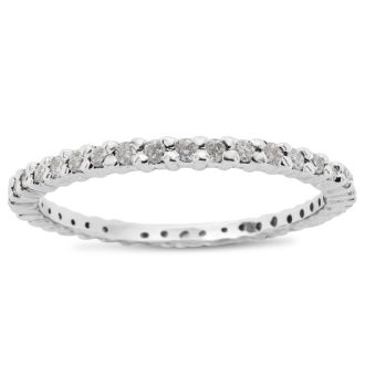 Previously Owned 3/4 Carat Diamond Eternity Ring In 14 Karat White Gold, Size 7.5
