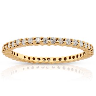 Previously Owned 3/4 Carat Diamond Eternity Ring In 14 Karat Yellow Gold, Size 7