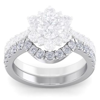 1/2 Carat Matching Moissanite Band In 14K White Gold