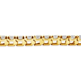 5 Carat Diamond Tennis Bracelet In 14 Karat Yellow Gold, 7 Inches. Fantastic Classic Beautiful Diamond Bracelet!