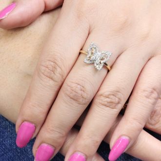 1/4ct Diamond Butterfly Ring in 10k Yellow Gold