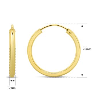 20MM Endless Hoop Earrings In 14 Karat Yellow Gold Over Sterling Silver
