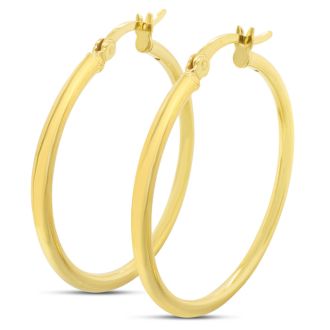30MM Classic Hoop Earrings In 14 Karat Yellow Gold Over Sterling Silver