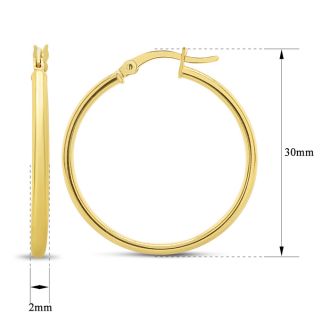 30MM Classic Hoop Earrings In 14 Karat Yellow Gold Over Sterling Silver